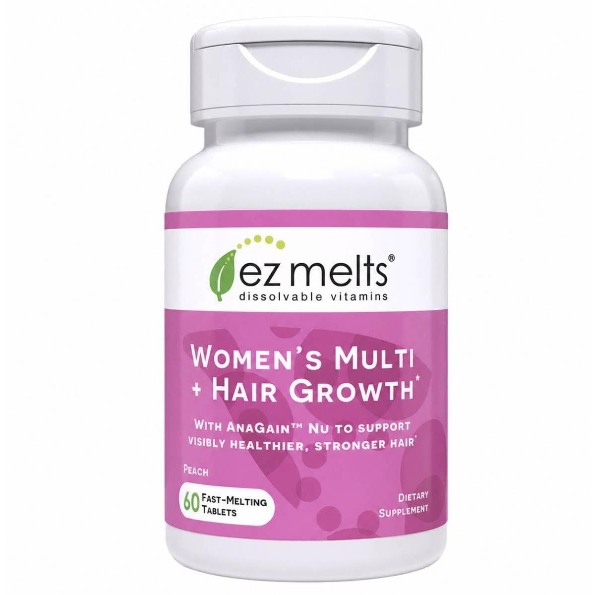 EZ Melts Dissolvable Women's Multi & Hair Growth, 60 Tablets, Peach