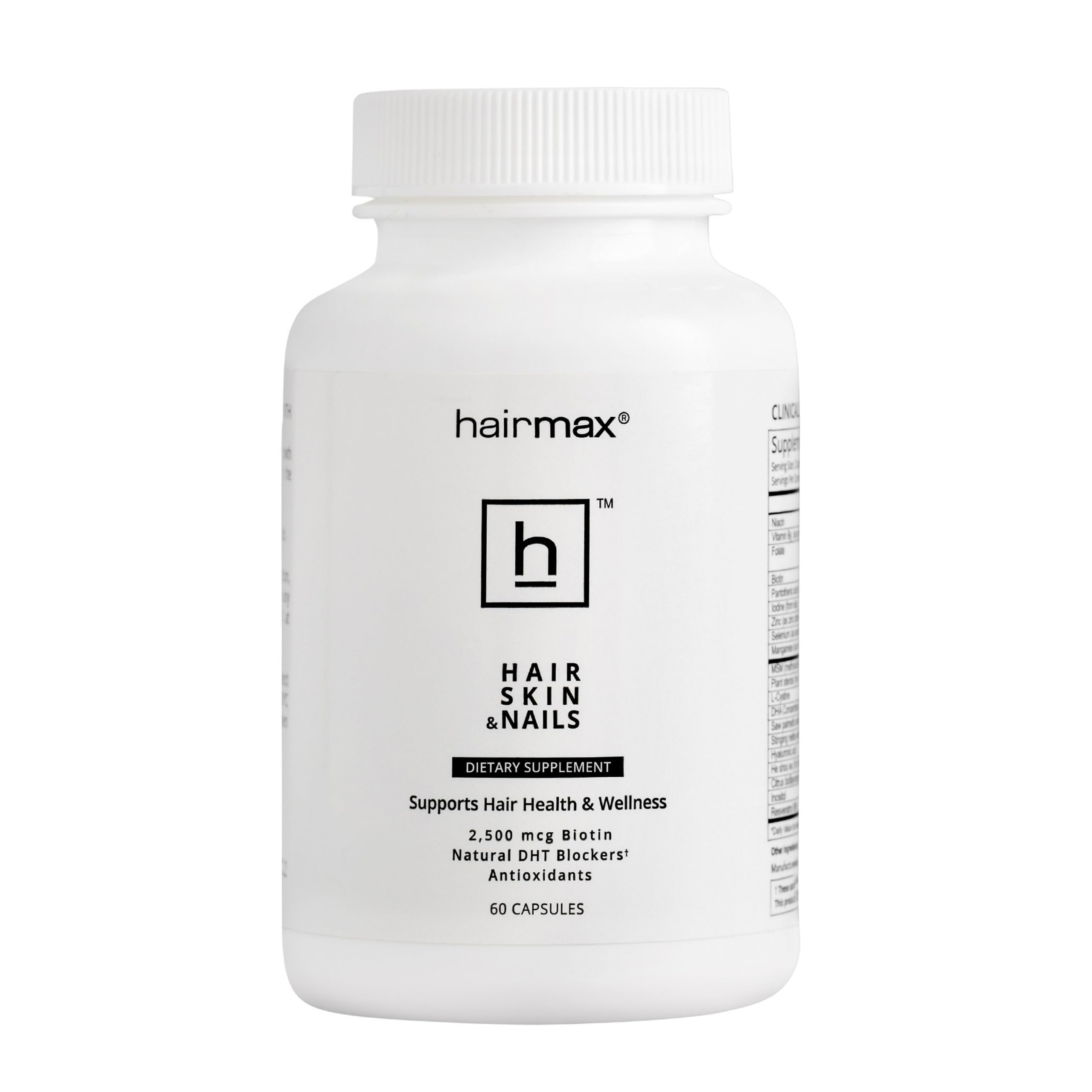 Hairmax Hair, Skin & Nails Dietary Supplement, 2500mcg Biotin, 60 Capsules