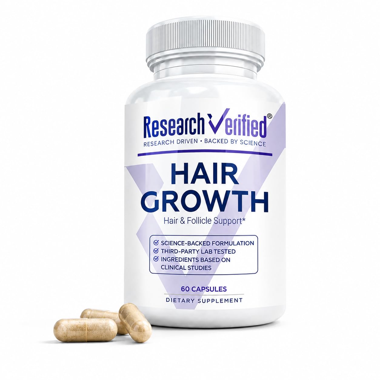 Research Verified Hair Growth Support - with Biotin, DHT Blockers & Vitamins - Hair Growth and Hair Loss Prevention, 1 Bottle (1 Month Supply)