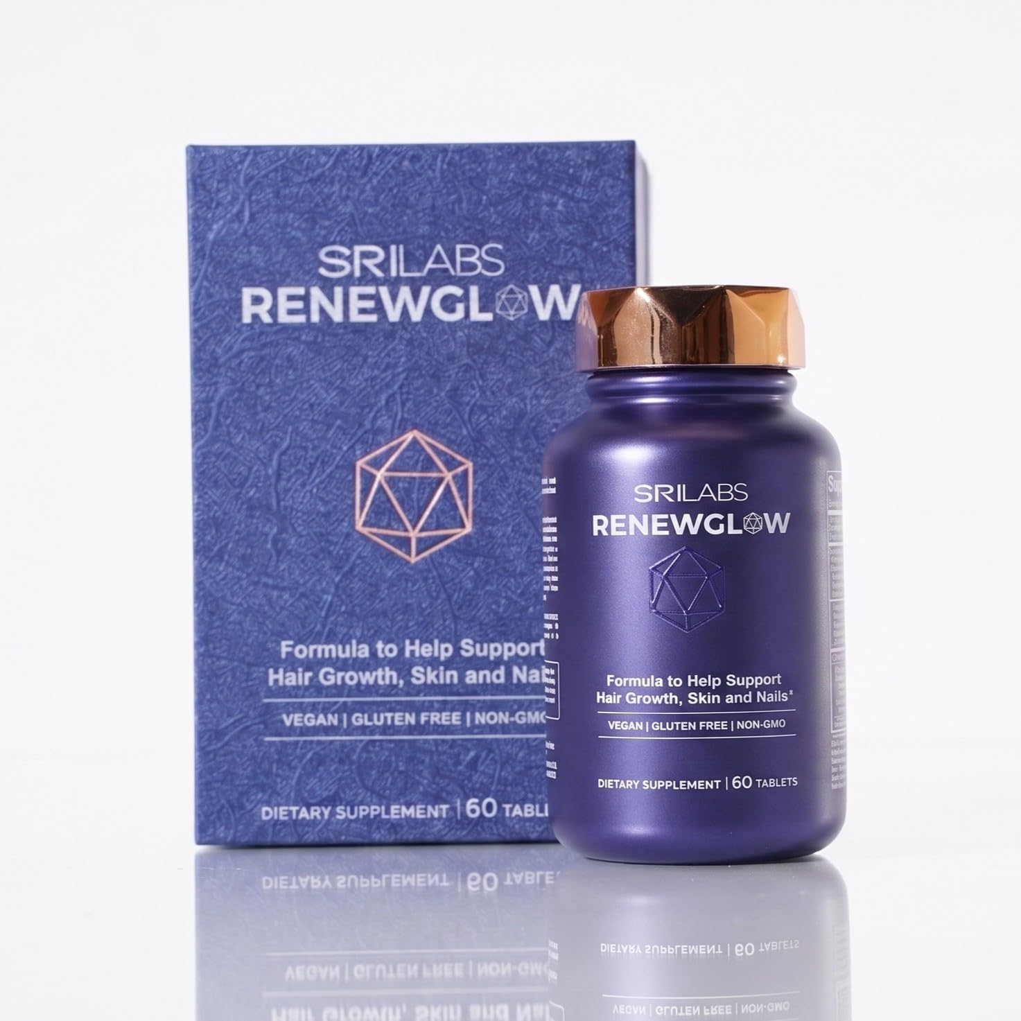 SRILabs Renewglow Biotin 5000mcg Hair Growth Supplement for Women 40 Plus - Gotu Kola Vitamin E, C Zinc for Healthy Hair, Skin and Nails – with 27 Beauty Enhancing Nutrients