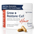Grow + Restore Hair Growth Supplement for Men & Women | Anti-Gray Pigment Restore with Lustriva, Anagain Nu, BioCopper1 | DHT Blocker Hair Regrowth Treatment, Saw Palmetto, 60 Count