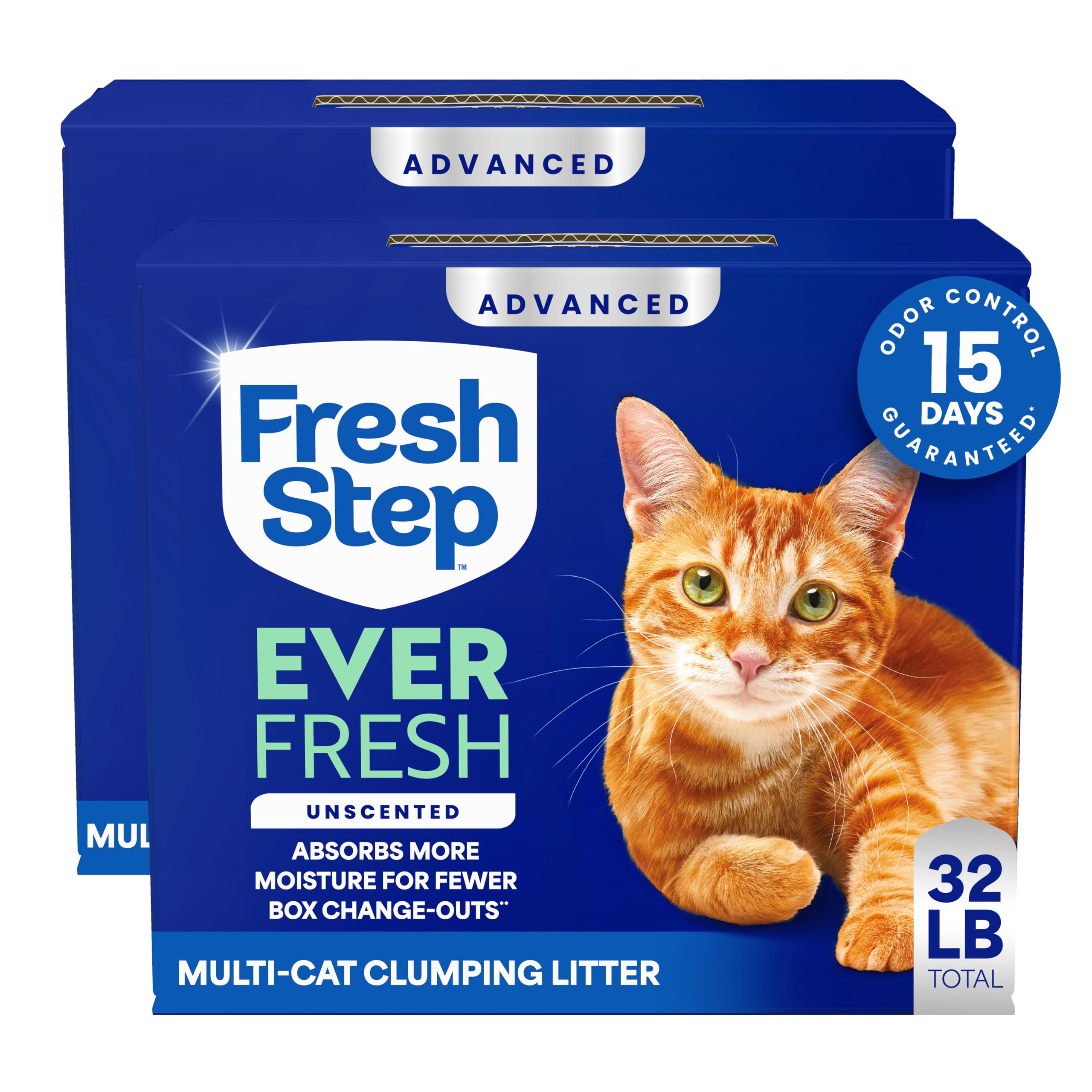 Fresh Step Advanced Ever Fresh Unscented Clumping Cat Litter, 16 lb., 2 Pk