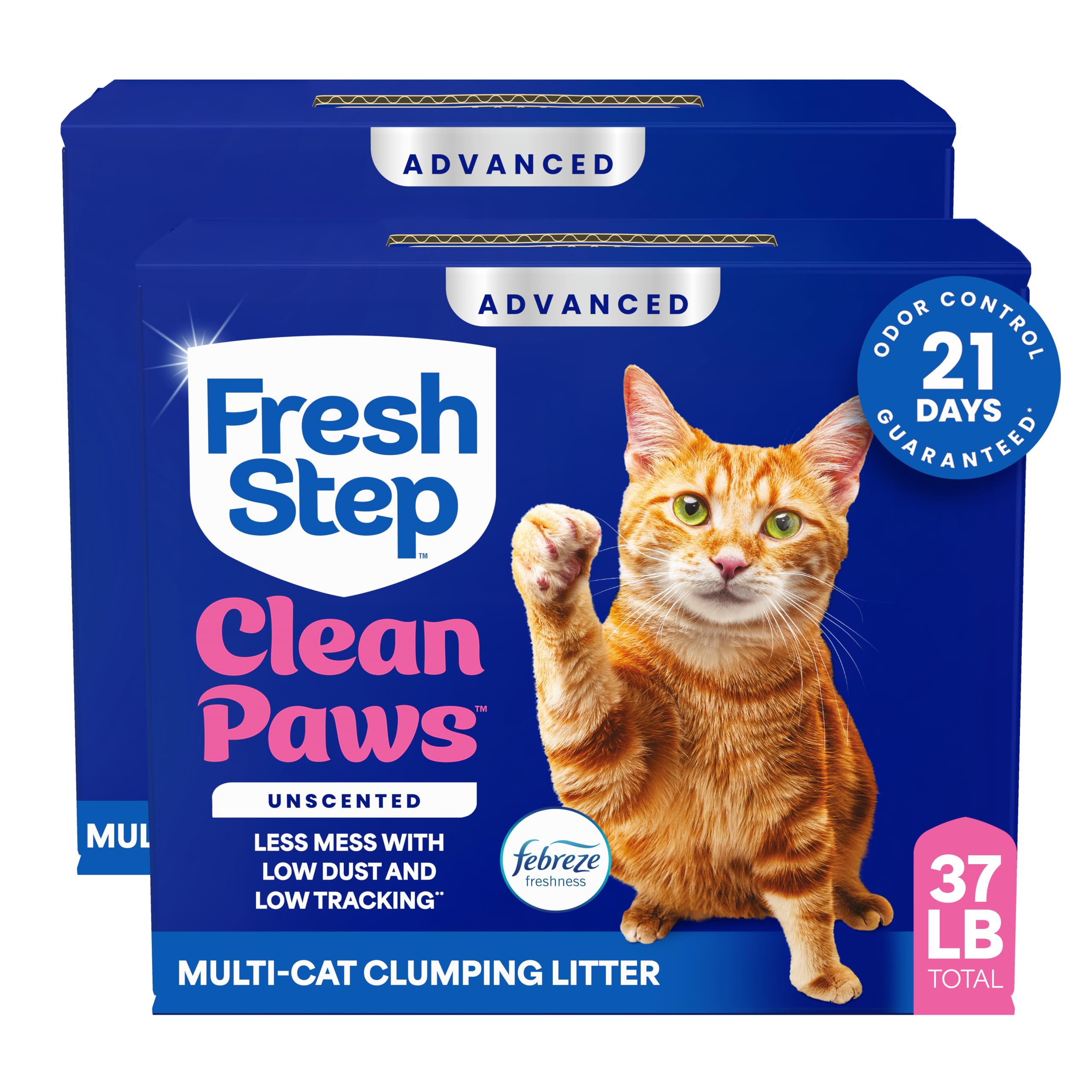 Fresh Step Advanced Clean Paws Multi Cat Clumping Cat Litter, 18.5 lb, 2 Pk