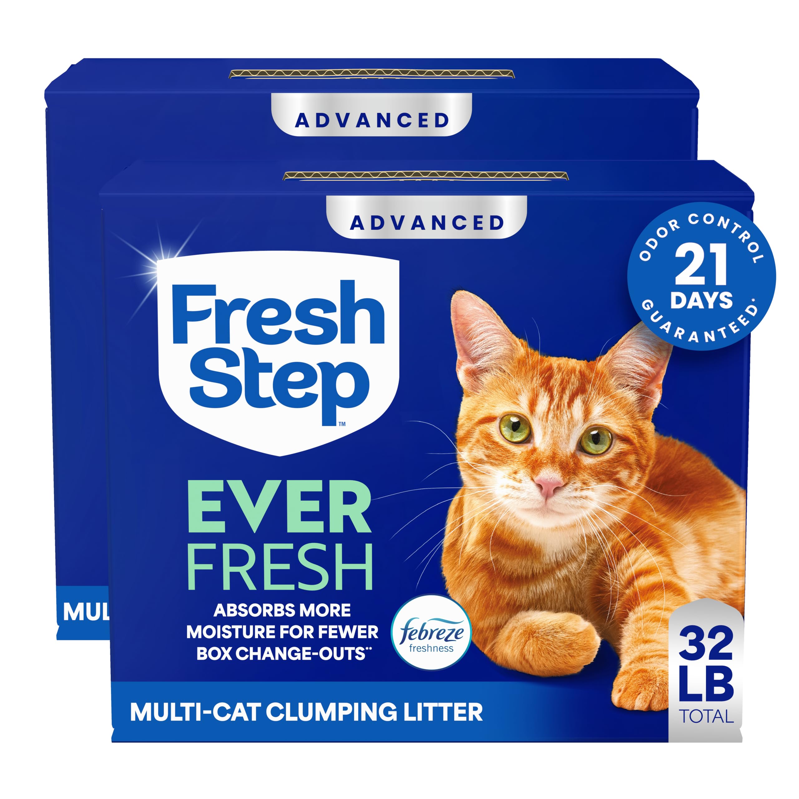 Fresh Step Advanced Ever Fresh Multi Cat Clumping Cat Litter, 16 lb., 2 Pk